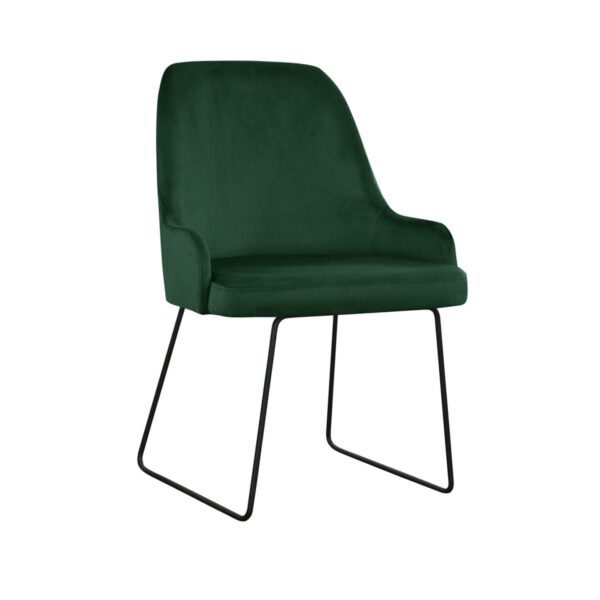 Andy Ski green dining chair with black legs