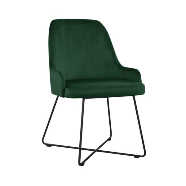 Andy cross green dining chair with black legs