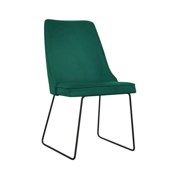 Jensen Ski green dining chair with black legs