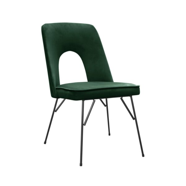 Zielone krzesło tapicerowane do jadalni na czarnych nogach Augusto Spider