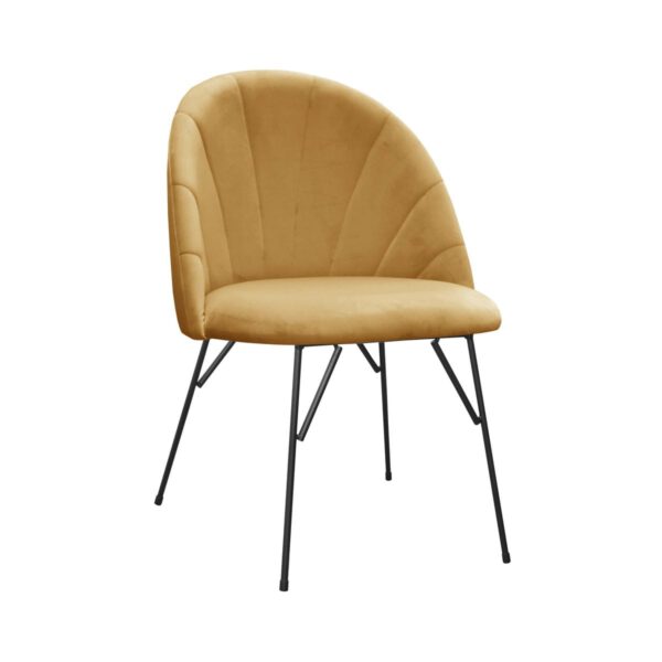 Żółte krzesło ozdobne do jadalni na czarnych nogach Ariana Spider