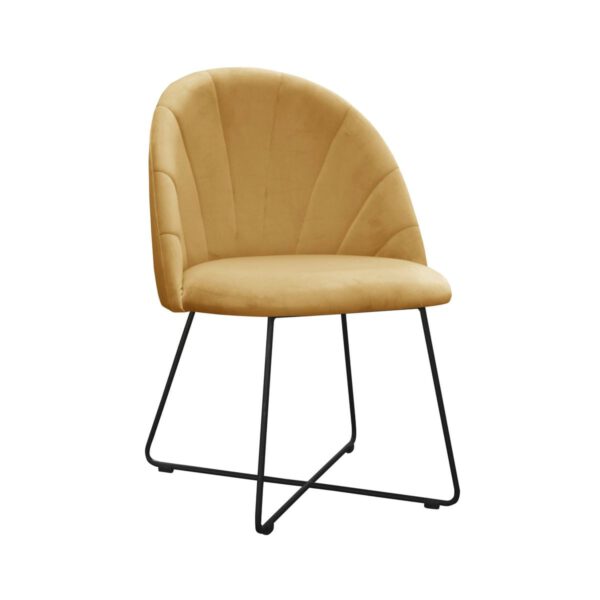 Ariana Cross yellow upholstered kitchen chair with black legs