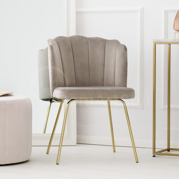 Nowoczesne szare krzesło welurowe do salonu Klara Ideal Gold