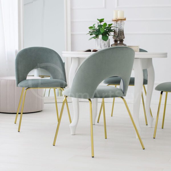 Abisso Ideal Gold gray velvet dining chair