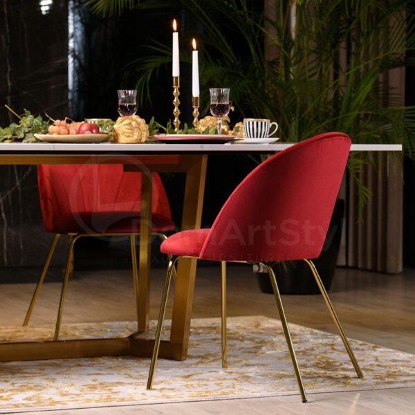 Stylowe krzesło tapicerowane czerwone do restauracji Ariana Ideal Gold