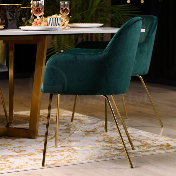 Ilario Ideal Gold green velvet dining armchair