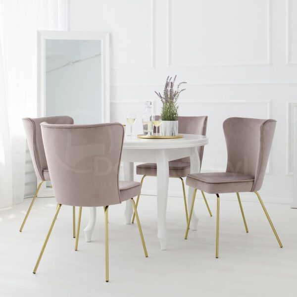 Szare krzesła tapicerowane welurowe do jadalni Monti Ideal Gold