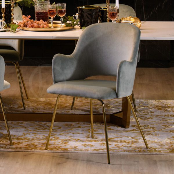 Nato Ideal Gold gray upholstered dining armchair