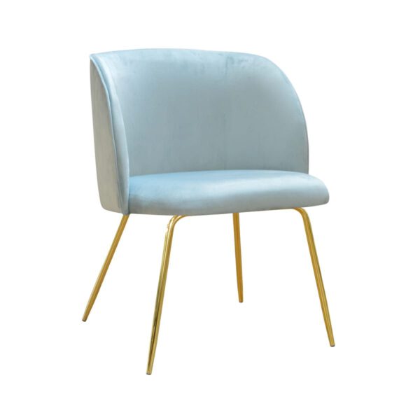 Fotel błękitny welurowy nowoczesny do salonu na złotych nogach Livia ideal Gold