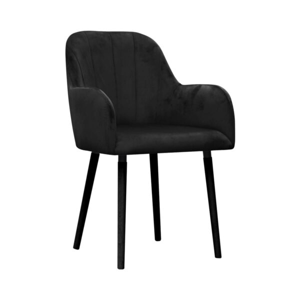 Fotel czarny welurowy nowoczesny do salonu na drewnianych nogach Ilario