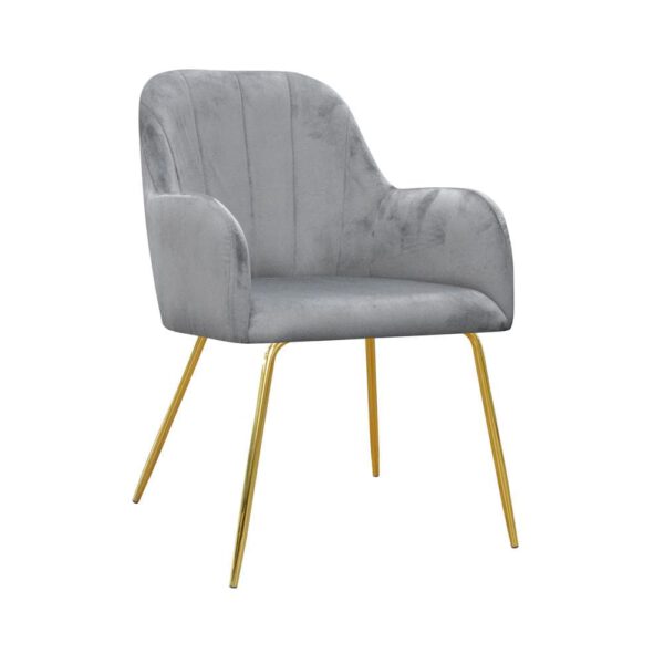Modern gray velor armchair for the living room on golden legs Ilario ideal Gold