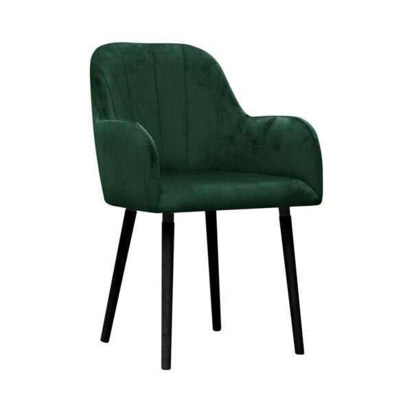 Fotel zielony welurowy nowoczesny do salonu na drewnianych nogach Ilario