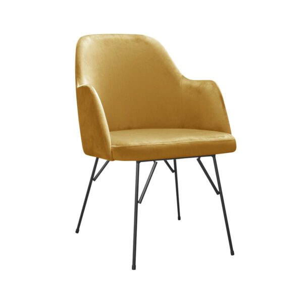 Fotel żółty welurowy nowoczesny do salonu na metalowych nogach Caprice Spider