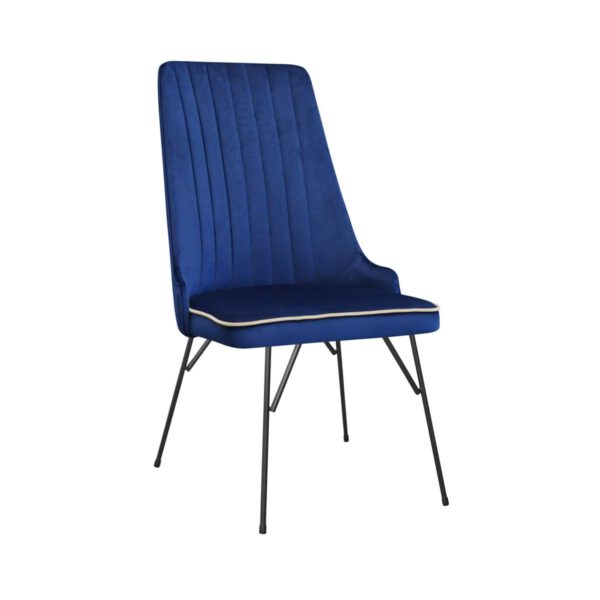 Cloud Spider modern navy blue dining chair on black legs