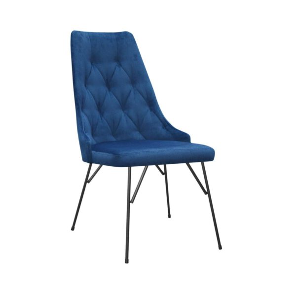 Navy blue modern dining chair on black Cotto Spider legs