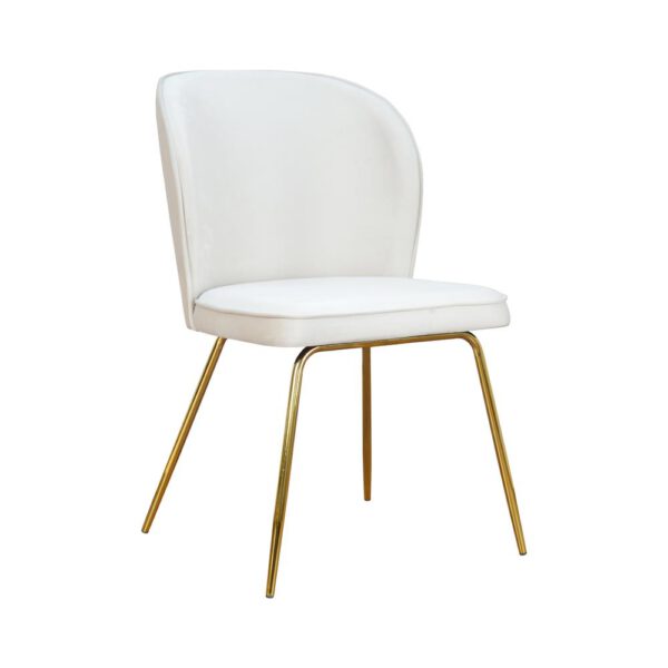 Krzesło beżowe welurowe tapicerowane do salonu na złotych nogach Neve ideal Gold