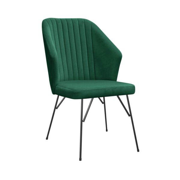 Krzesło zielone welurowe tapicerowane do jadalni na metalowych nogach Palermo Spider
