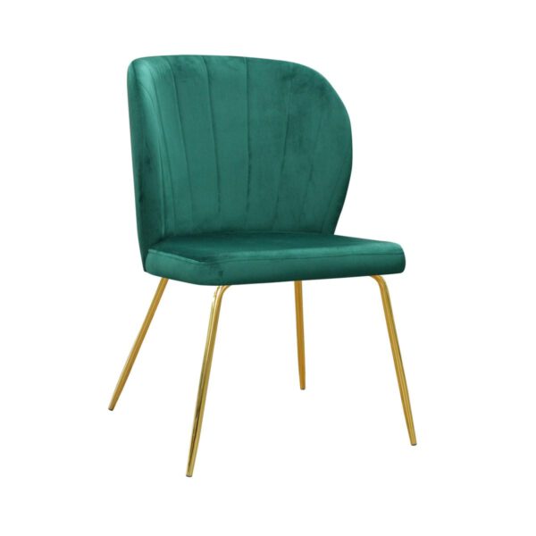 Krzesło zielone welurowe tapicerowane do jadalni na złotych nogach Rino ideal Gold