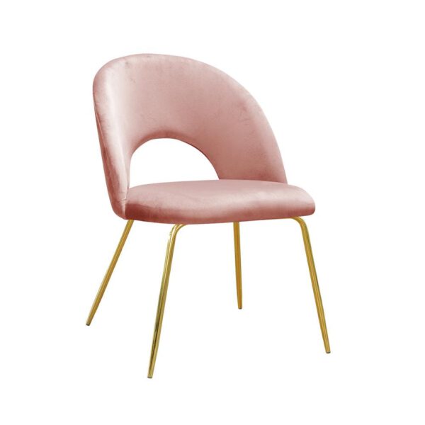 Różowe krzesło do jadalni na złotych nogach Abisso Ideal Gold