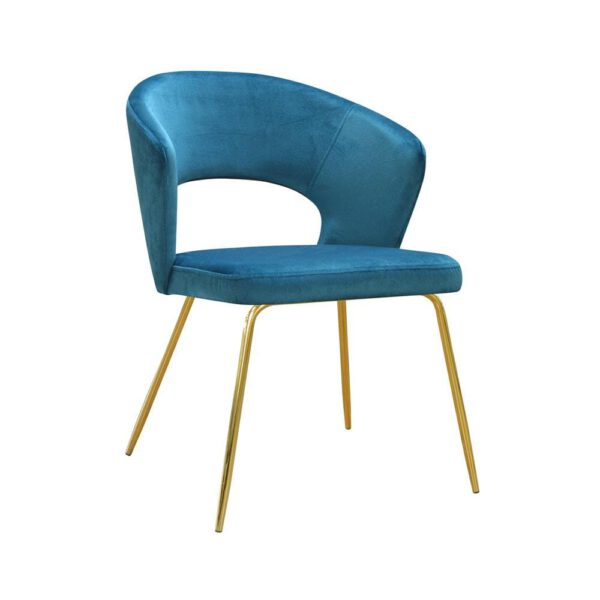 Boston idea Gold turquoise upholstered dining chair with golden legs