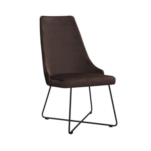 Brązowe krzesło nowoczesne do jadalni na czarnych nogach Cotto Gładki Cross
