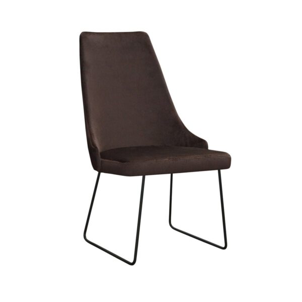Brown modern dining chair on black legs Cotto Gładki Ski
