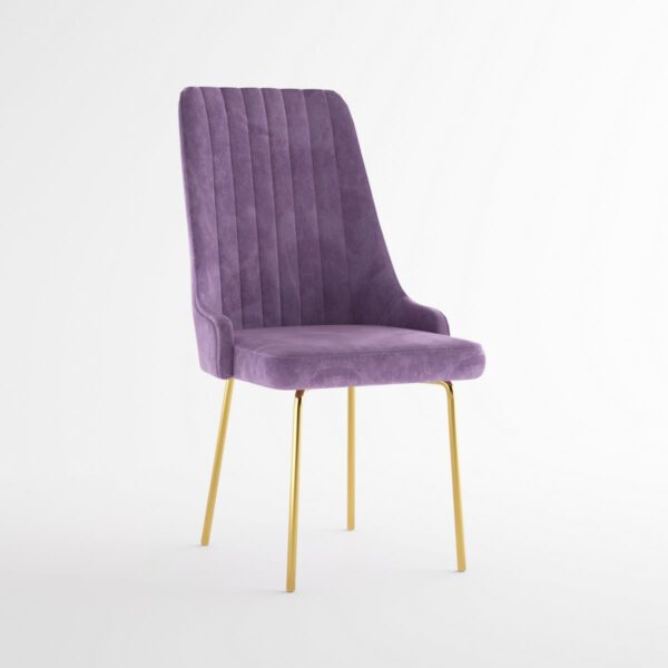 Fioletowe krzesło nowoczesne do jadalni na złotych nogach Cloud Original Gold