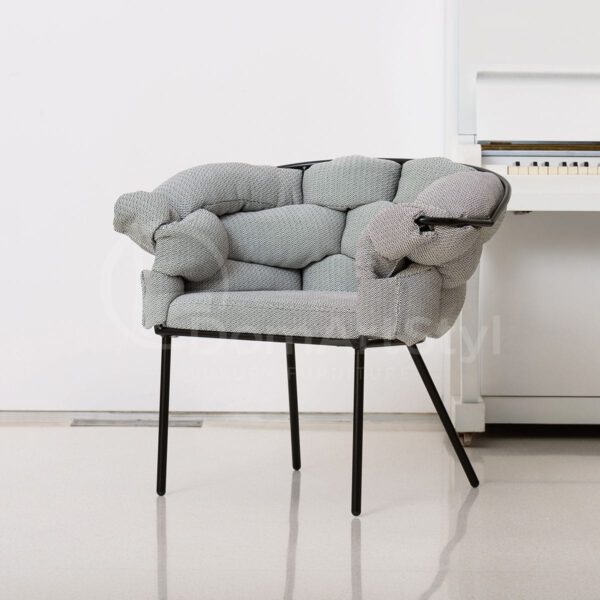 Modern gray armchair on black Cherry Black metal legs