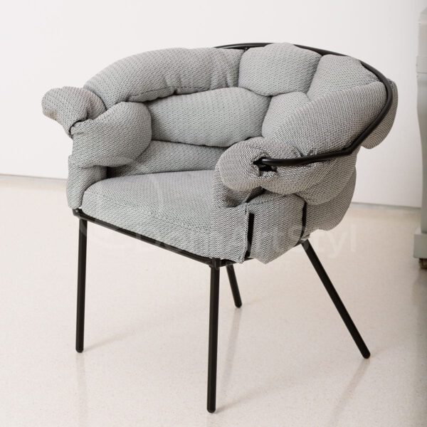 Gray upholstered armchair for living room Cherry Black