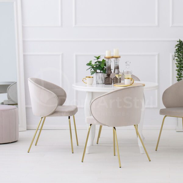 Modern cream velvet dining chairs Altura Ideal Gold