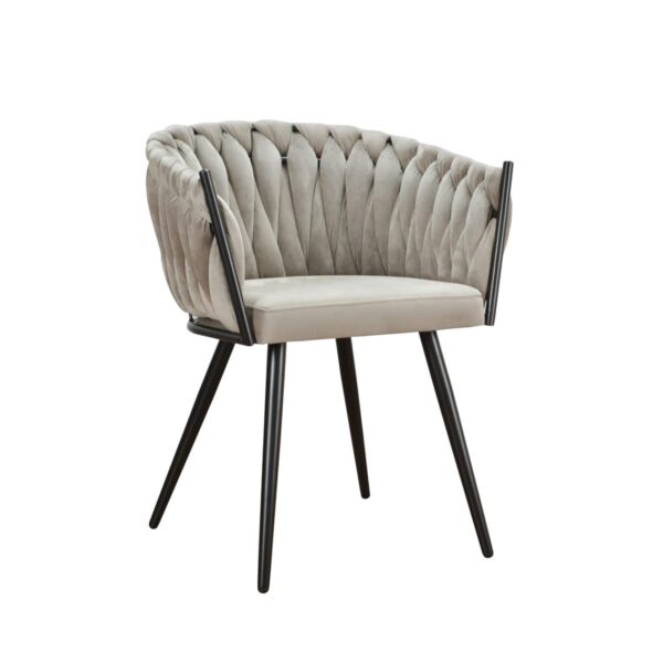 Modern beige velor armchair for the Larissa Black living room