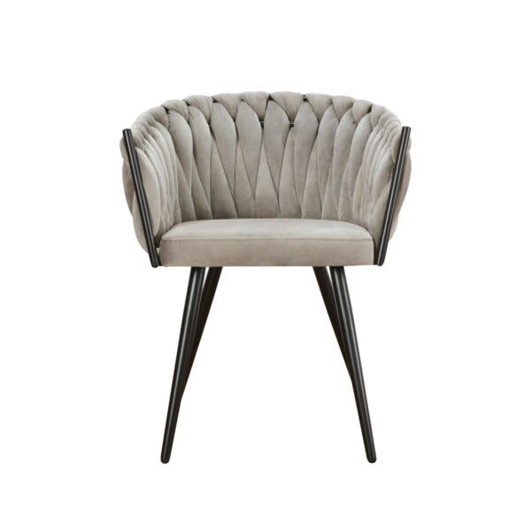Modern beige velor armchair for the living room on black legs Larissa Black