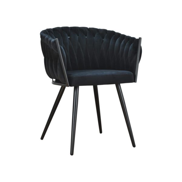 Armchair black velvet for living room on black steel legs Larissa Black