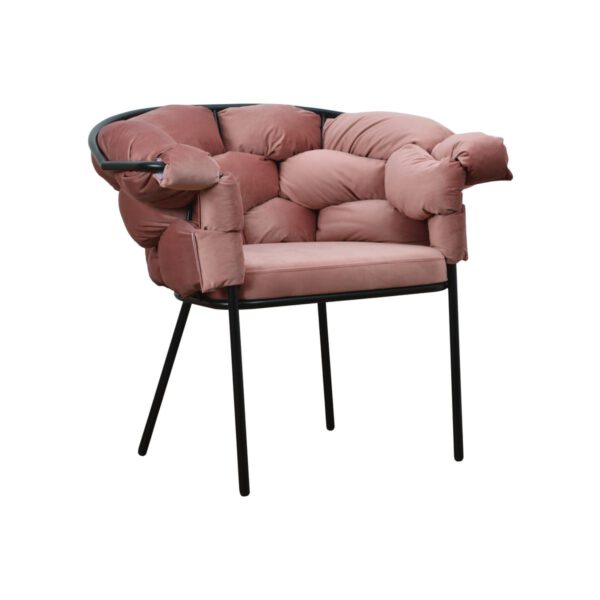 Modern pink velor armchair for the living room on Cherry Black metal legs