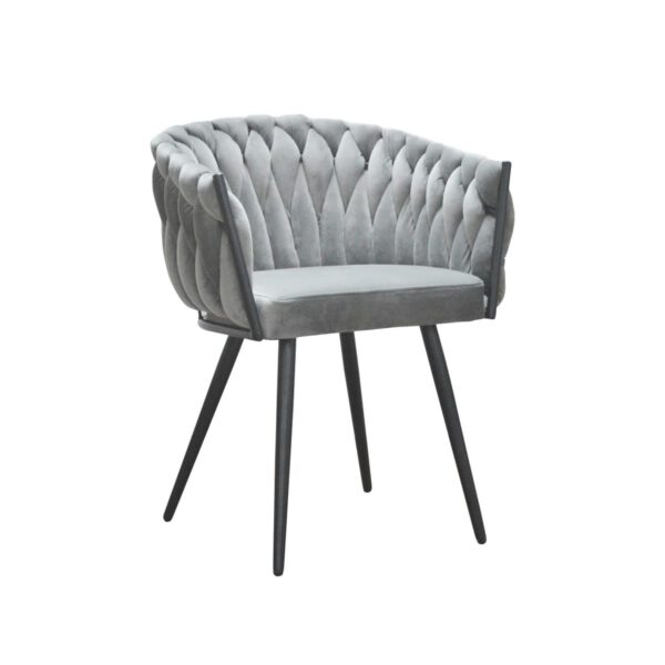 Larissa Black modern grey velor armchair on wooden legs