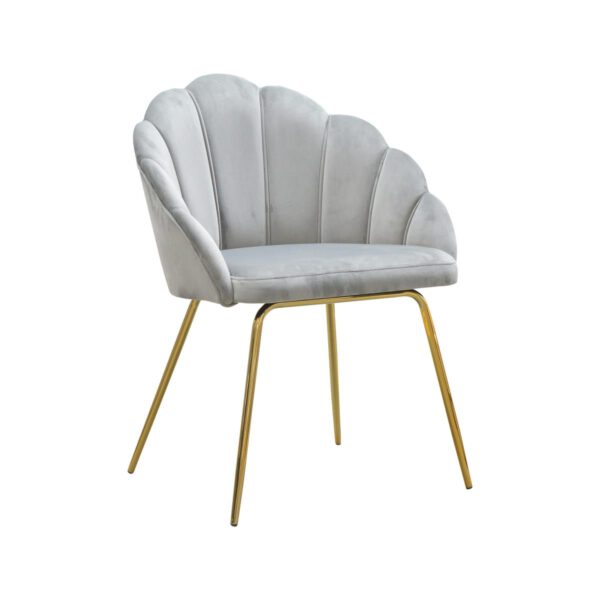 Modern gray velor armchair for the living room on gold legs Tulip ideal Gold