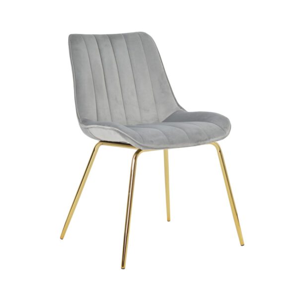 Krzesło szare welurowe tapicerowane do jadalni na złotych nogach Rango ideal Gold