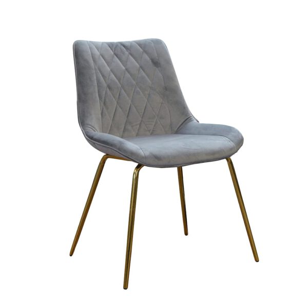 Diaro ideal Gold upholstered gray velor chair for the living room on golden legs