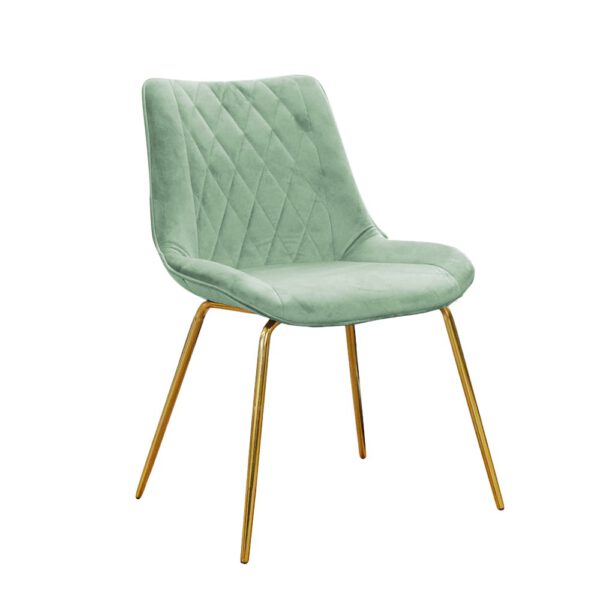 Diaro ideal Gold upholstered green velvet chair for the living room on gold legs