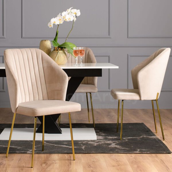 Palermo Original Gold beige velor dining chairs