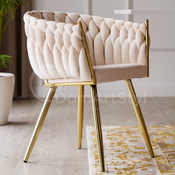 Piękny fotel welurowy nowoczesny do salonu biały Larissa Gold
