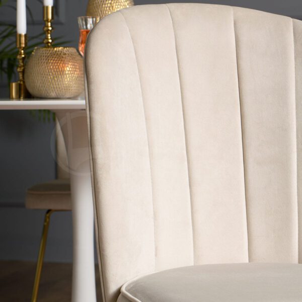 Cream velor chair Matylda Original Gold