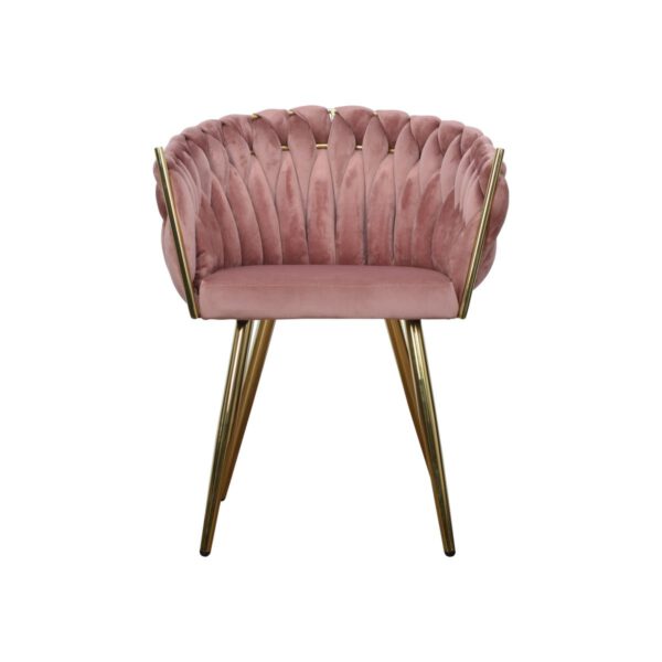 Fotel ciemnoróżowy welurowy nowoczesny do salonu na złotych nogach hLarissa Gold