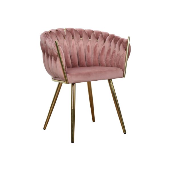 Dark pink velour modern armchair for living room Larissa Gold