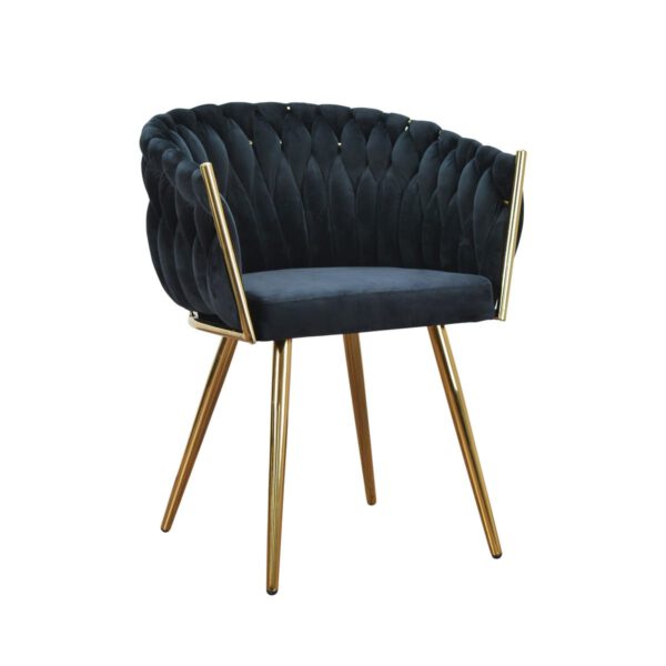 Fotel granatowy welurowy nowoczesny do salonu na złotych nogach Larissa Gold