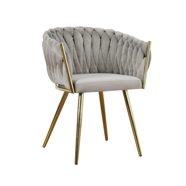 Fotel szary welurowy nowoczesny do salonu na złotych nogach Larissa Gold