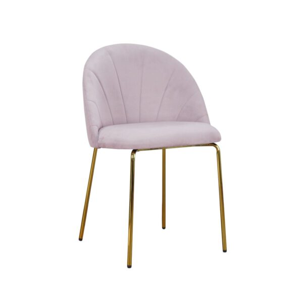 Jasnoróżowe krzesło ozdobne do jadalni na złotych nogach Ariana Original Gold
