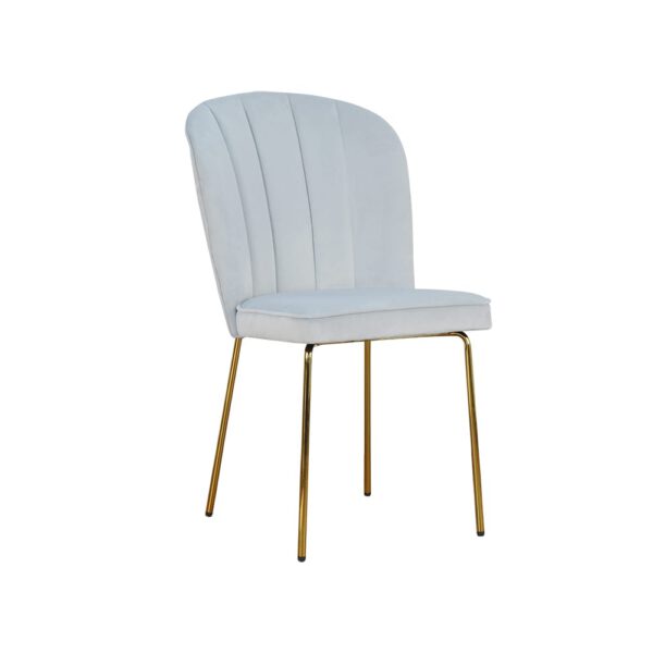 Krzesło szare welurowe tapicerowane do salonu na złotych nogach Matylda Original Gold