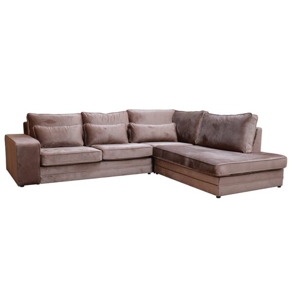 Modern brown velor corner sofa for Notino living room