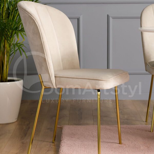 Krzesło tapicerowane nowoczesne beżowe do jadalni Matylda Original Gold